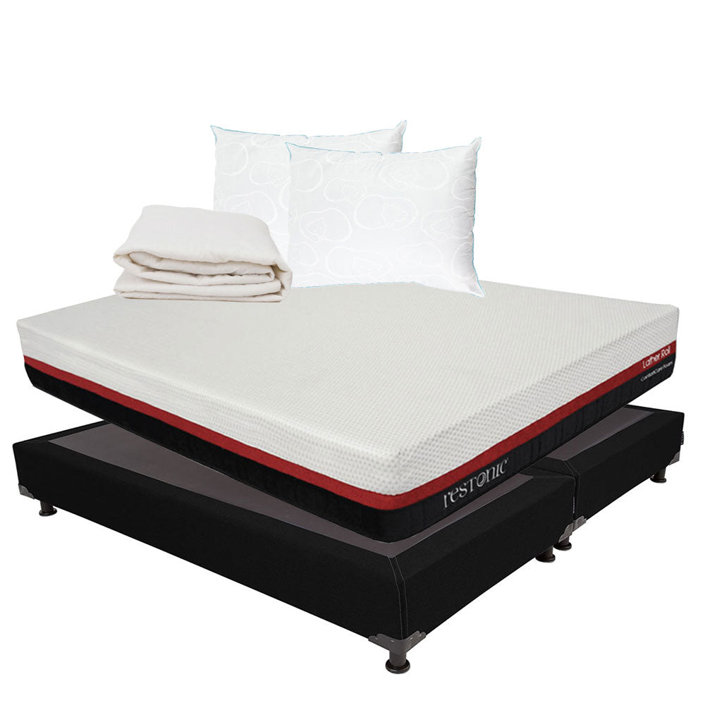 Colchón Restonic Lather con Box con Ropa de Cama
