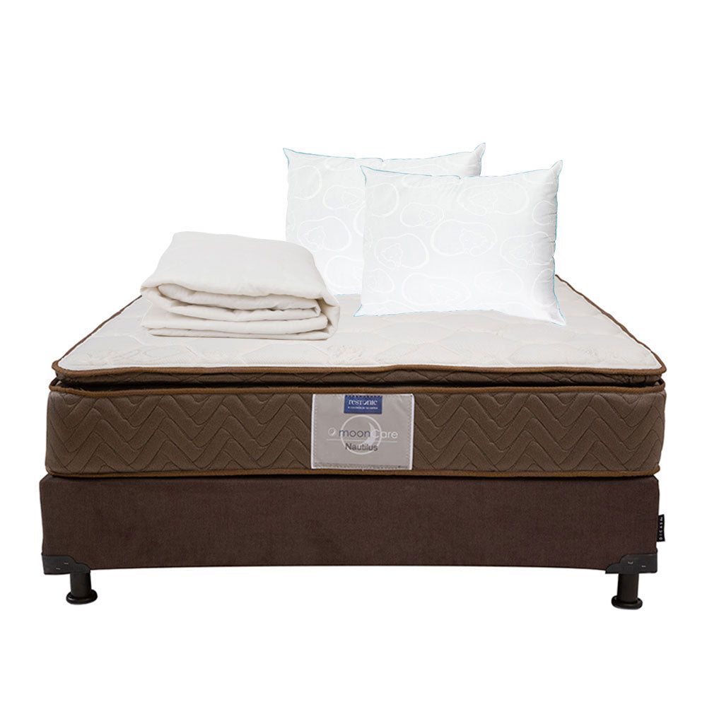 Colchón Restonic Nautilus Con Box Con Ropa de Cama