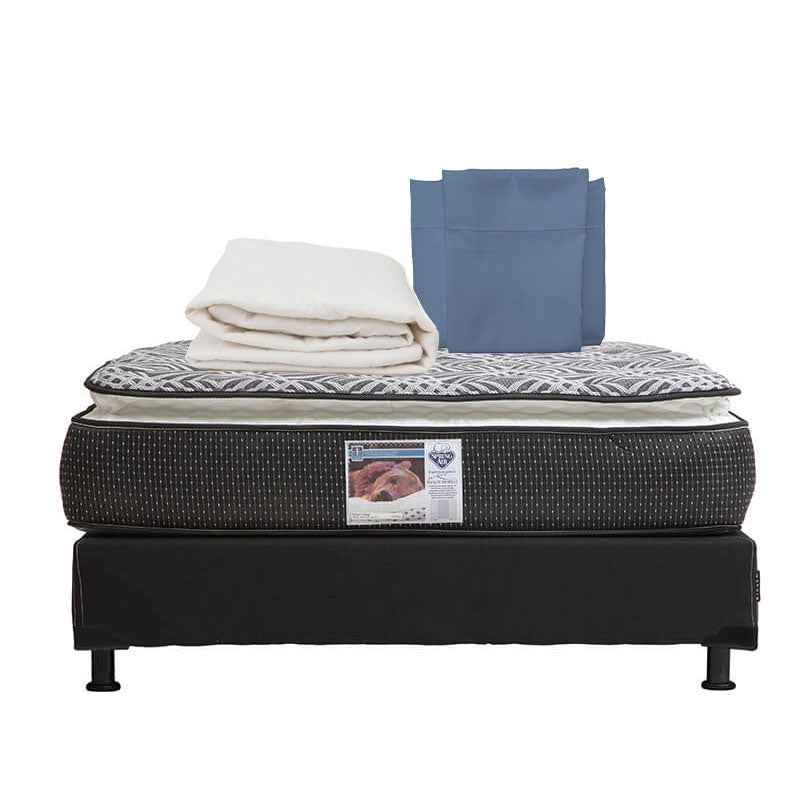 Colchón Spring Air Omega con Box con Ropa de Cama