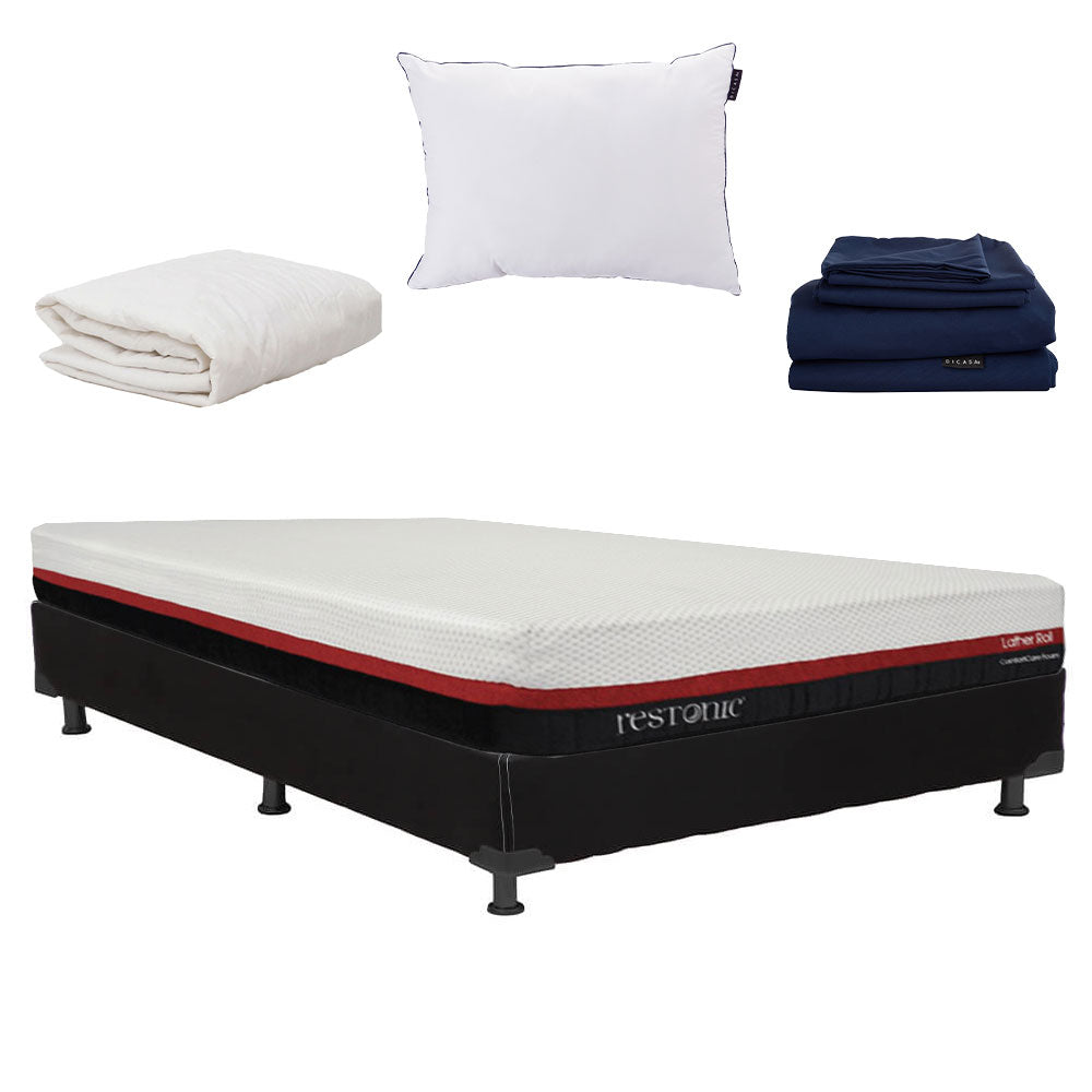 Colchón Restonic Lather con Box con Ropa de Cama