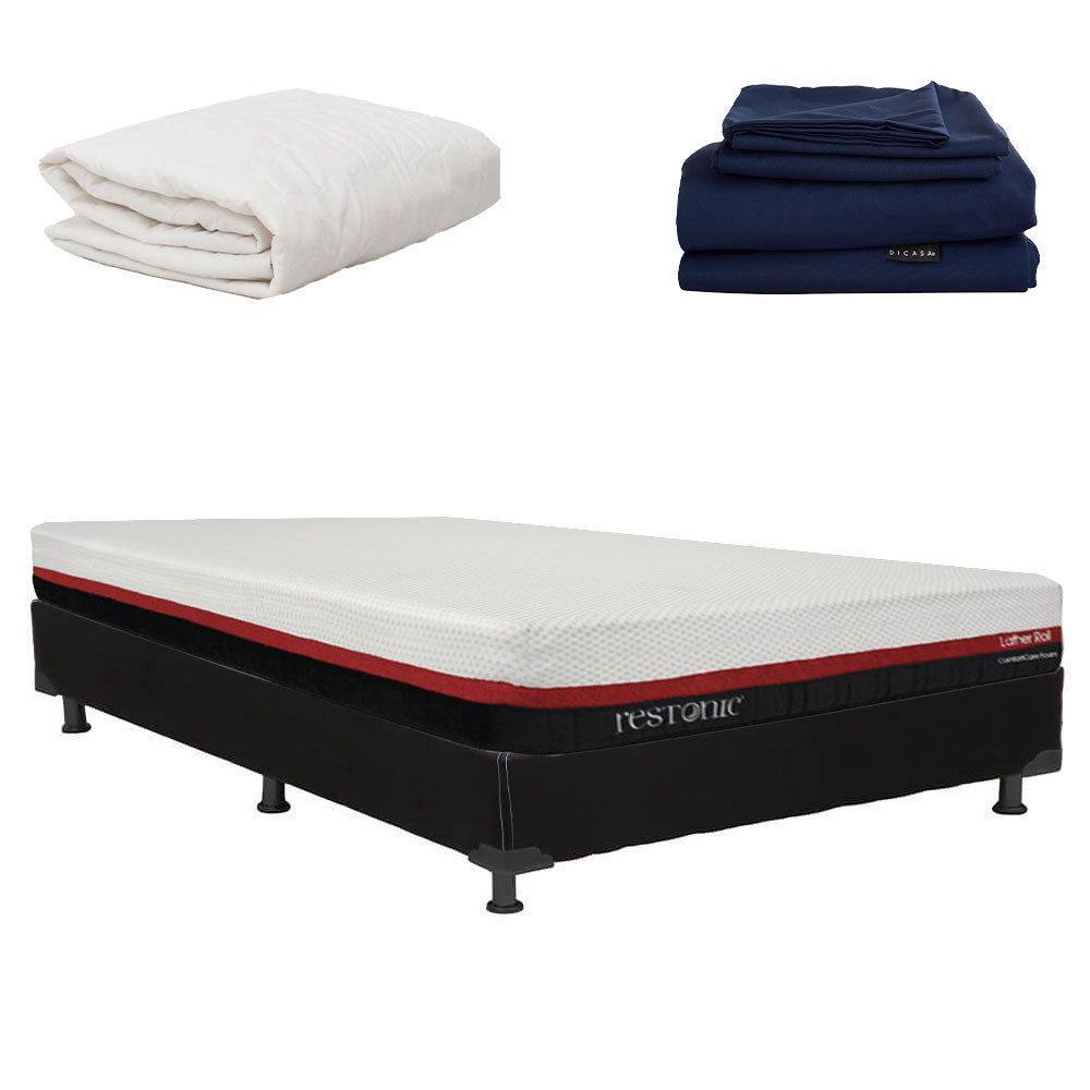 Colchón Restonic Lather con Box con Ropa de Cama