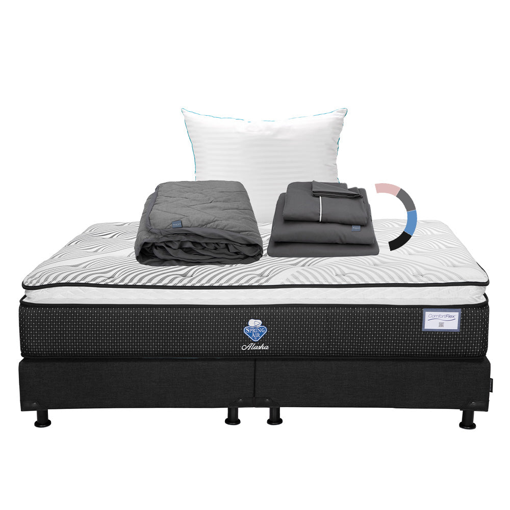 Colchón Spring Air Alaska con Box con Ropa de Cama
