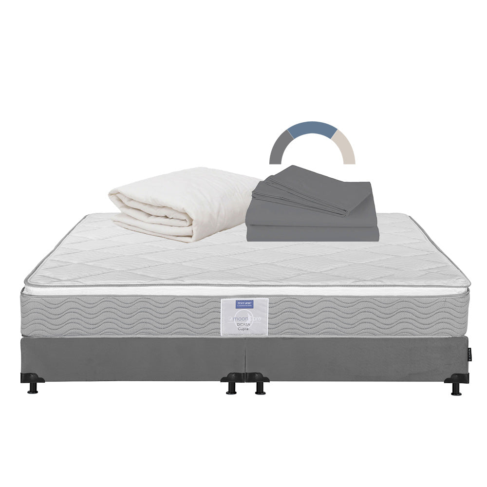 Colchón Cupra con Box Rudd Gris con Ropa de Cama