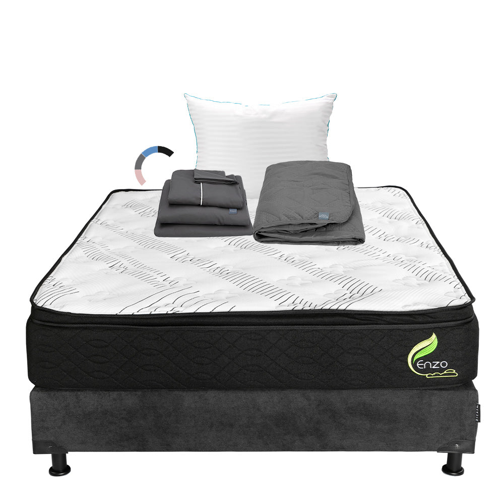 Colchón Enzo  con box con Ropa de Cama