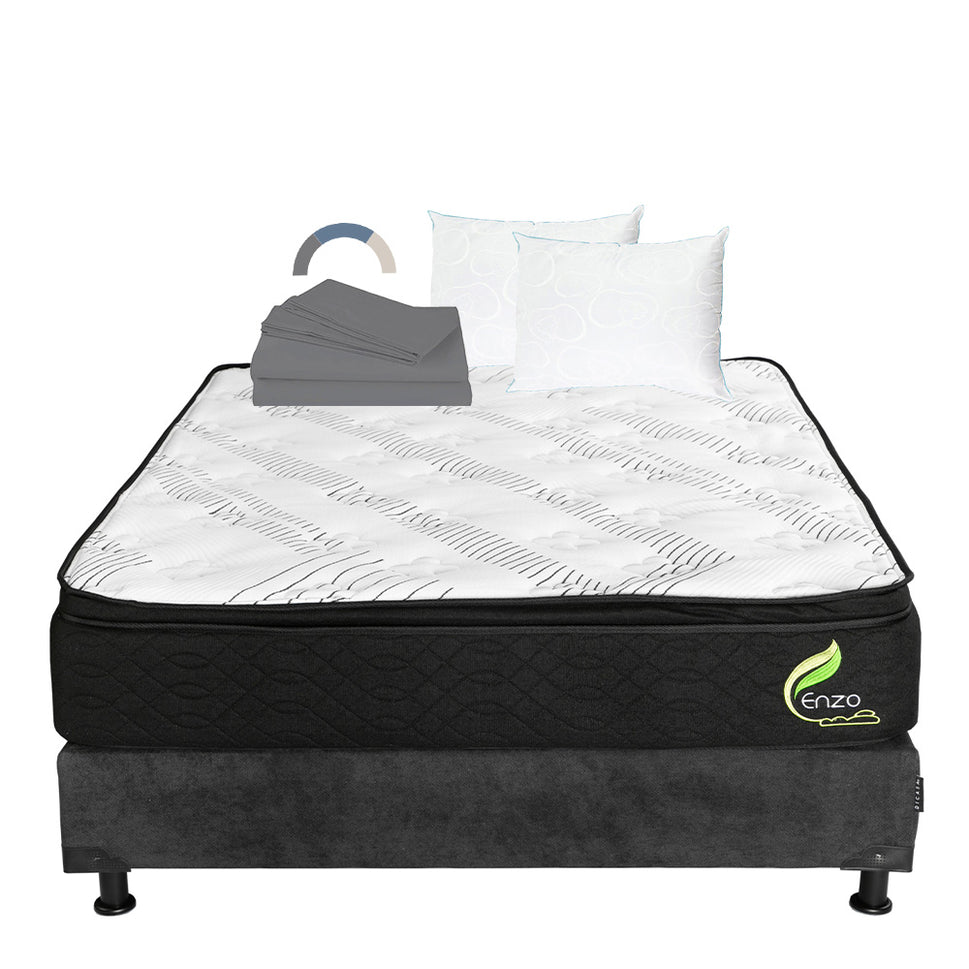 Colchón Enzo  con box con Ropa de Cama