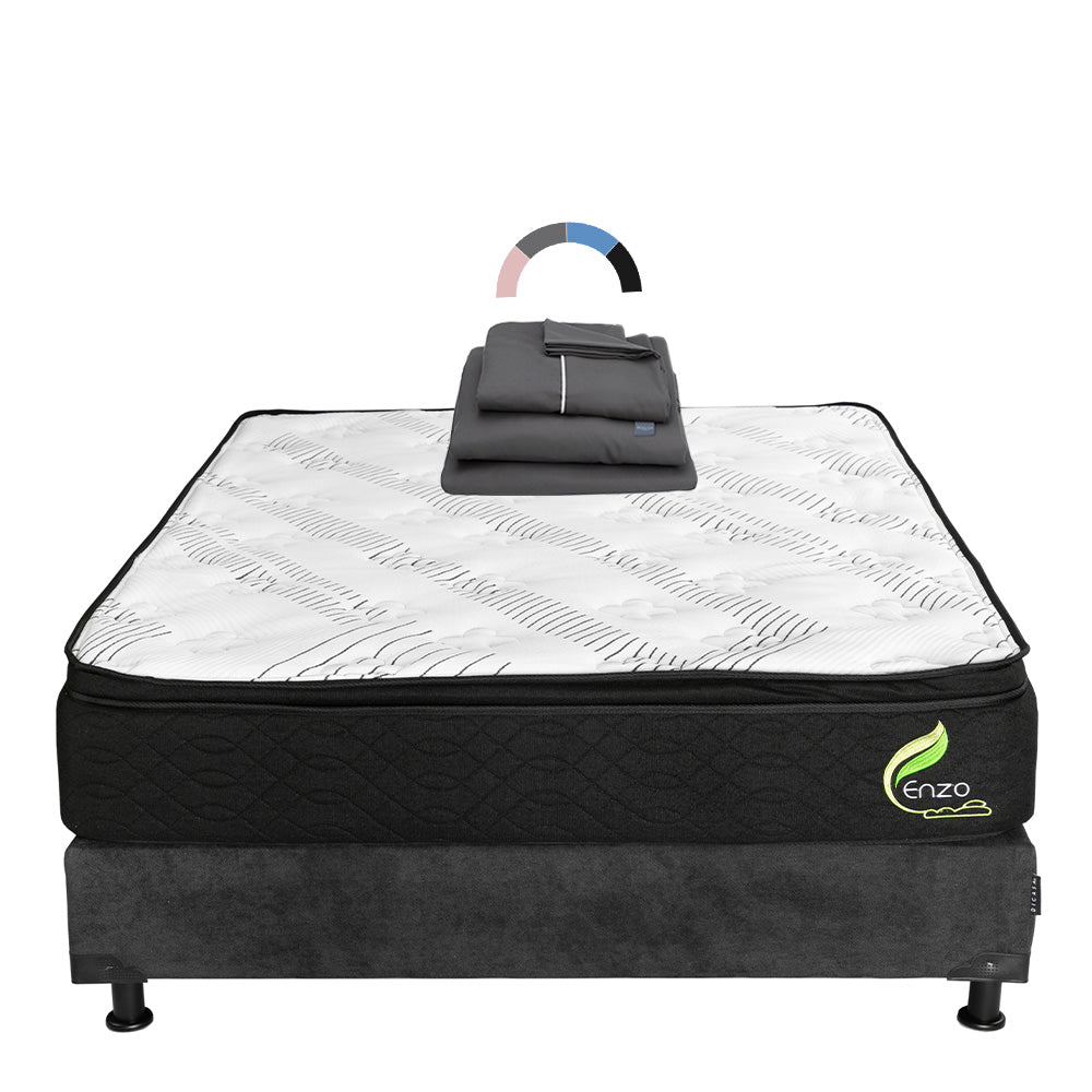 Colchón Enzo  con box con Ropa de Cama