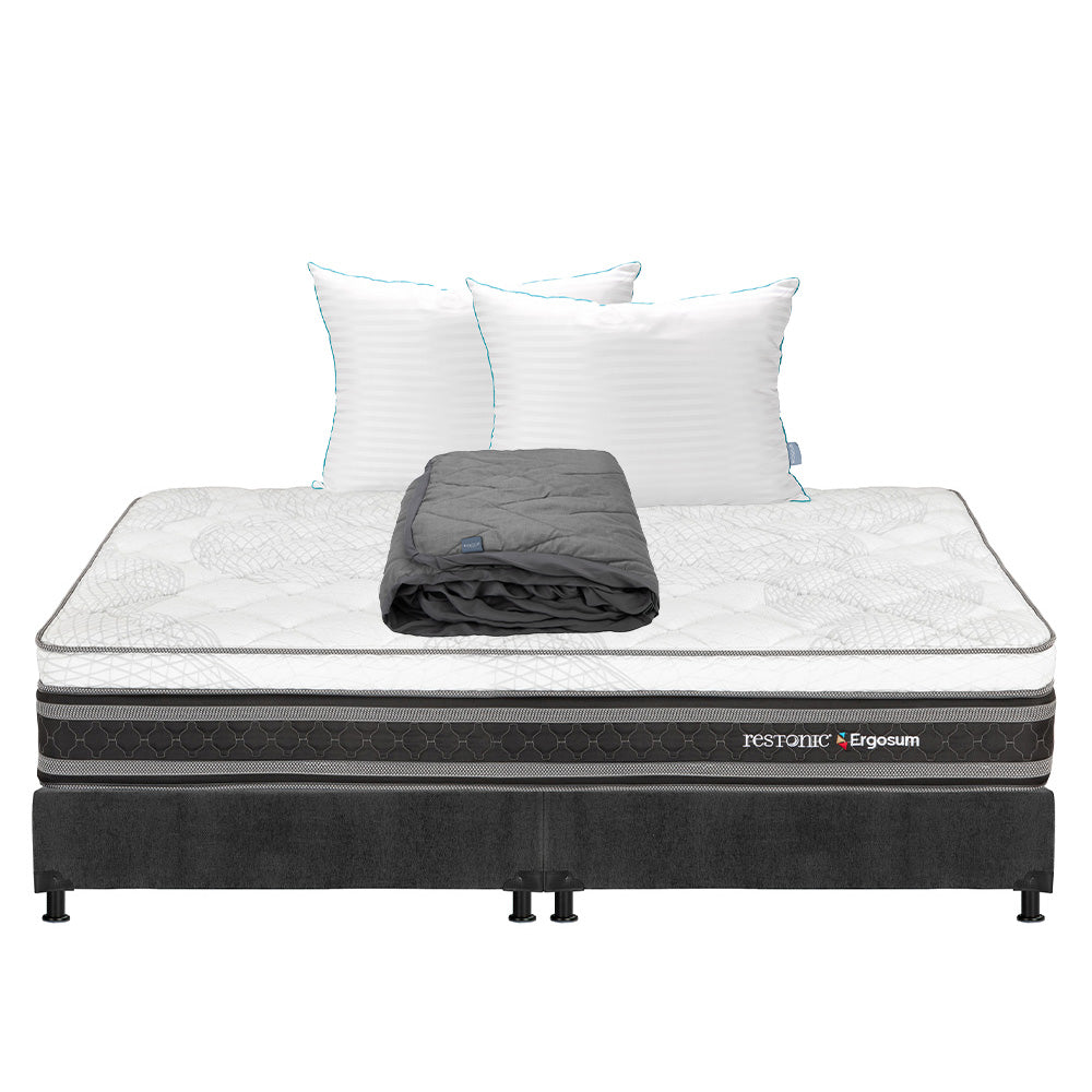 Colchón Restonic Ergosum Con Box Con Ropa de Cama
