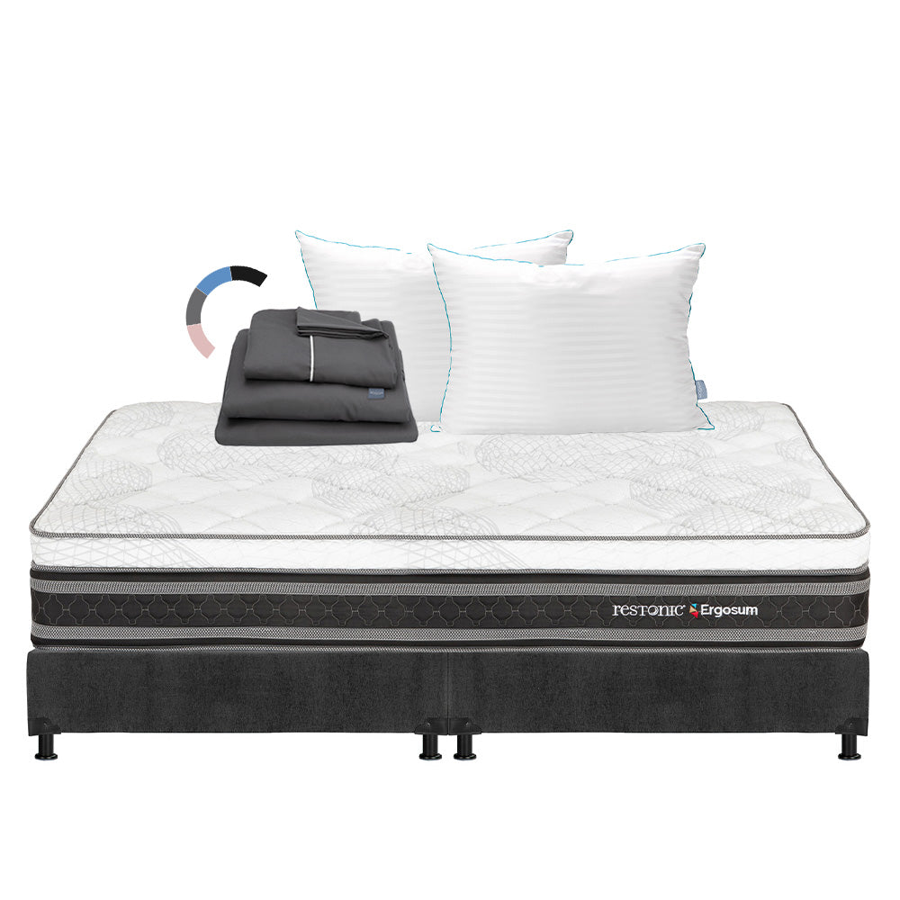 Colchón Restonic Ergosum Con Box Con Ropa de Cama