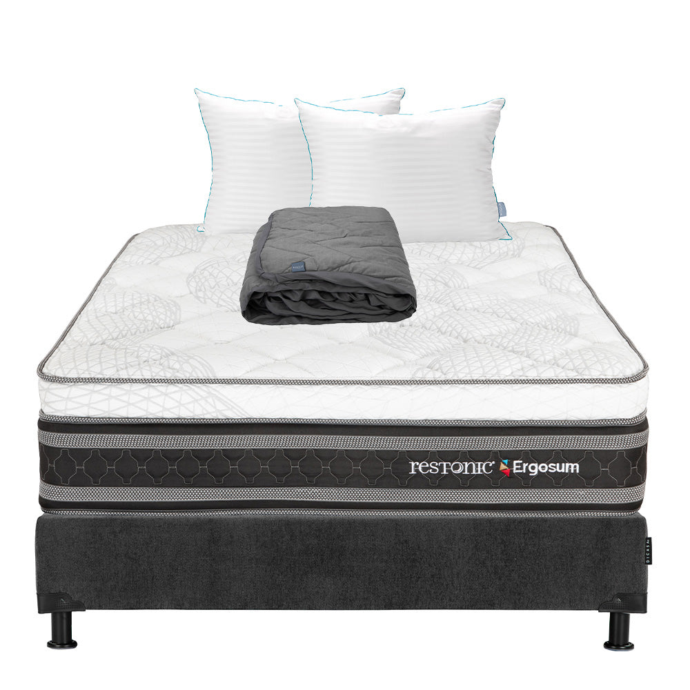 Colchón Restonic Ergosum Con Box Con Ropa de Cama