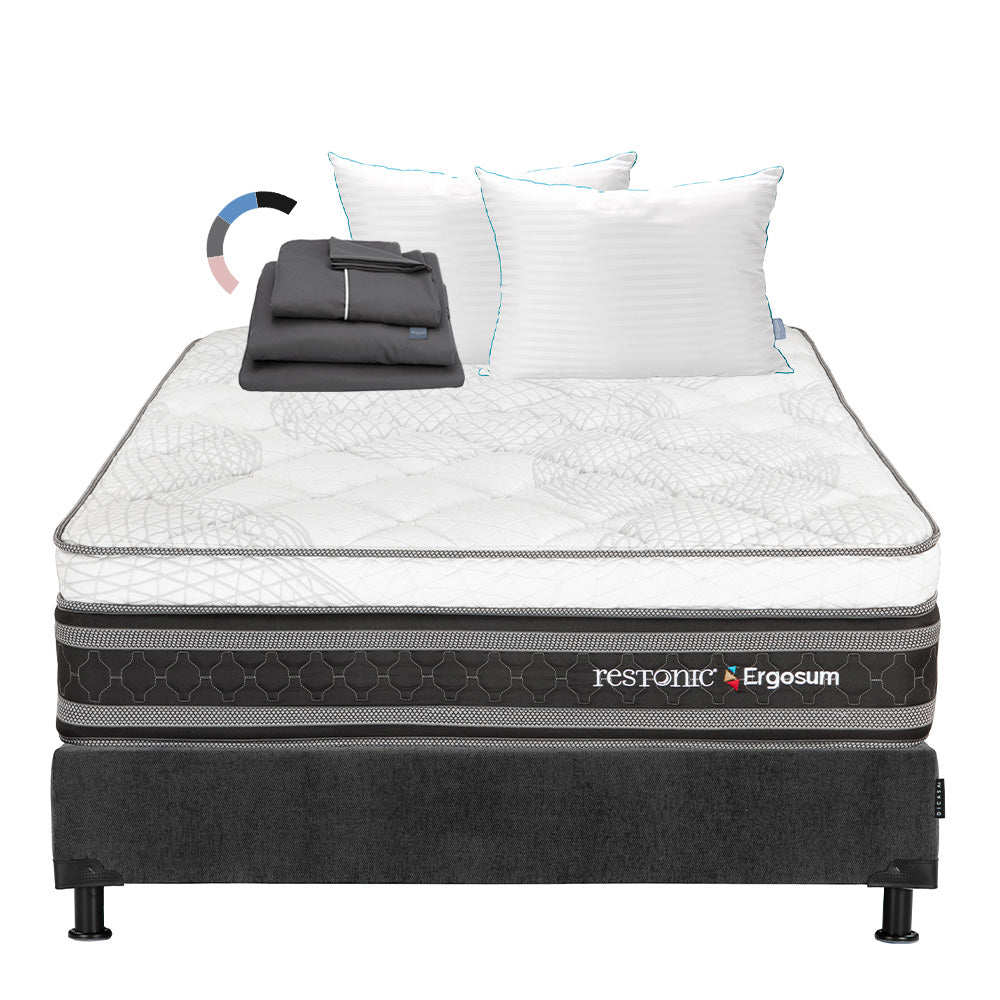 Colchón Restonic Ergosum Con Box Con Ropa de Cama