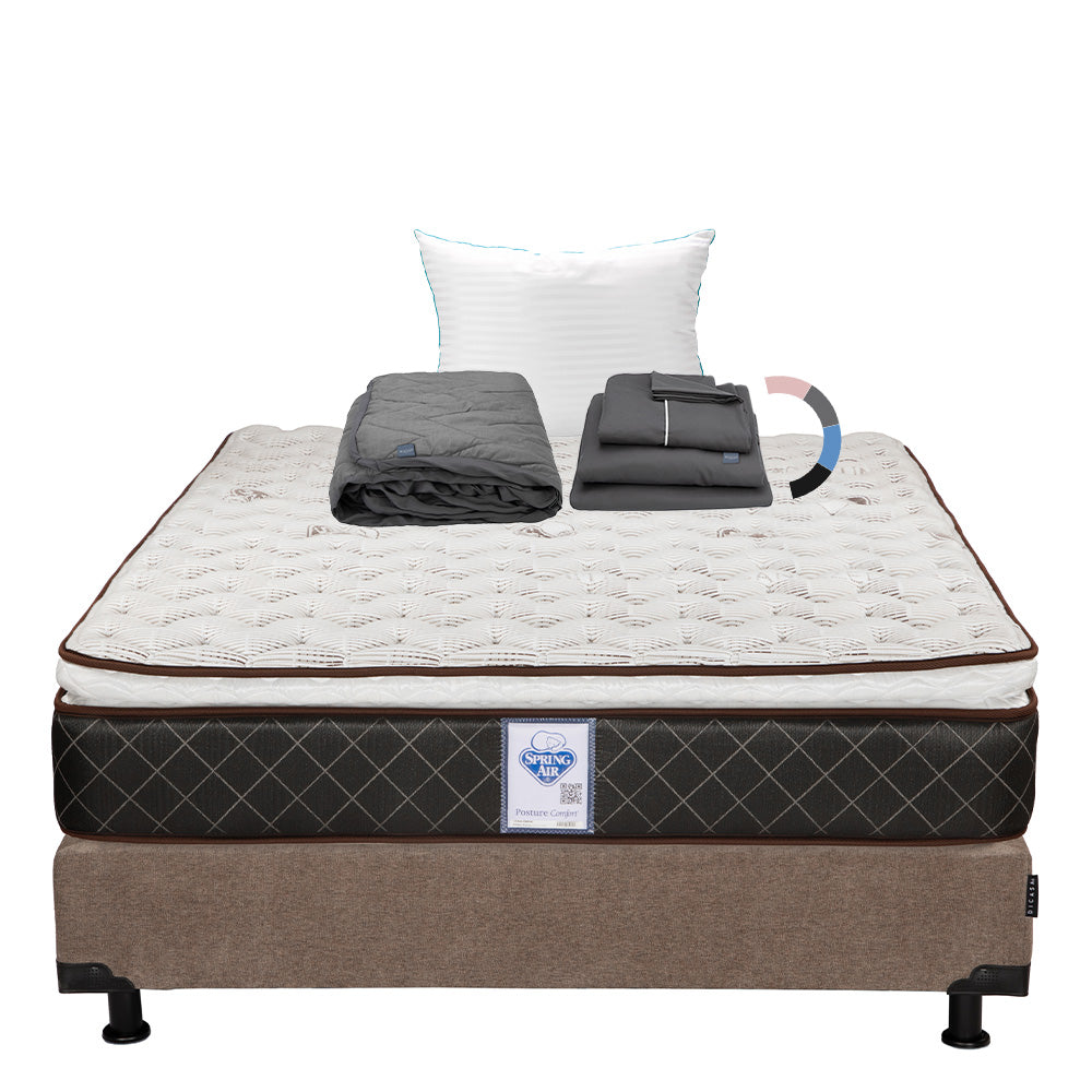 Colchón Spring Air Minesota con Box con Ropa de Cama