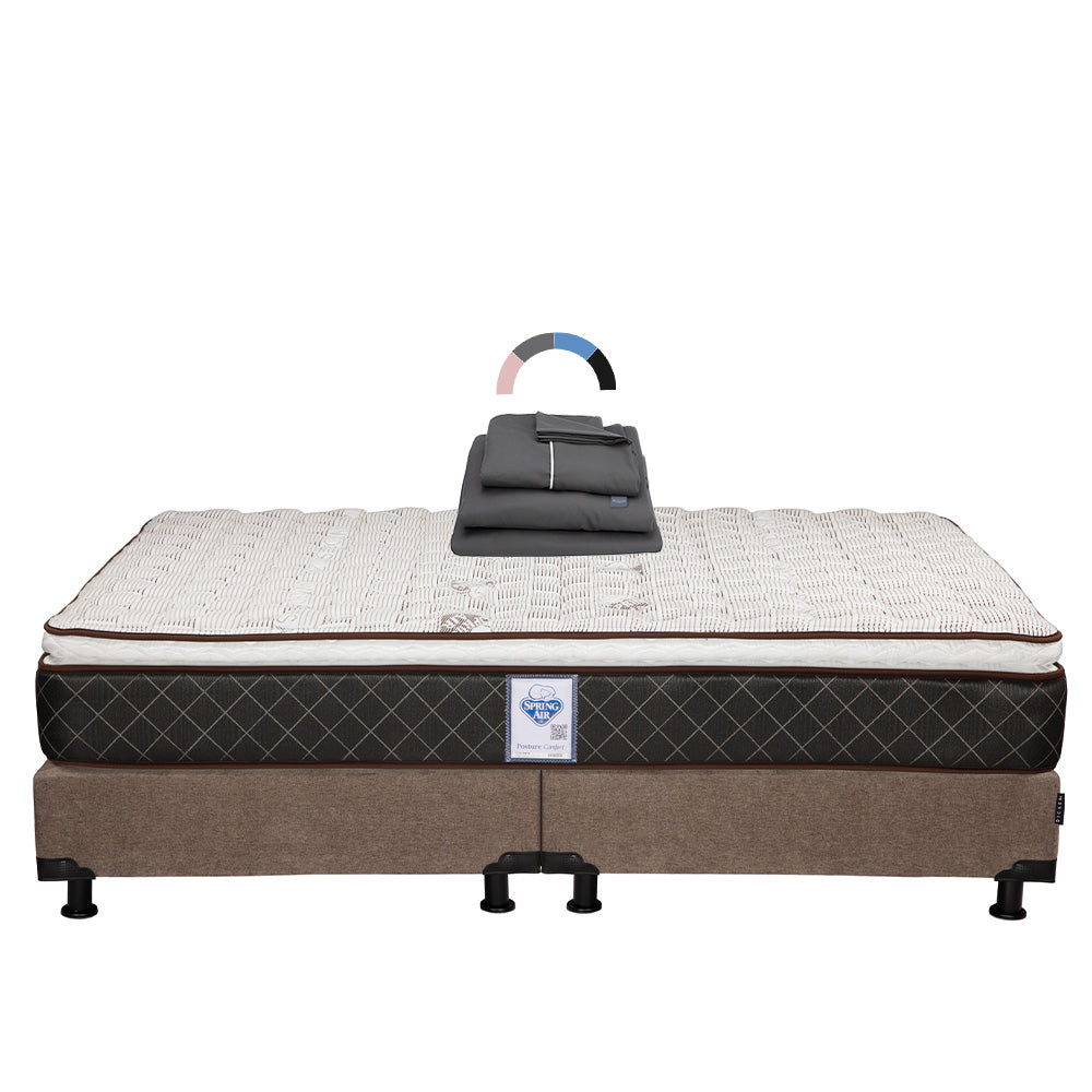 Colchón Spring Air Minesota con Box con Ropa de Cama