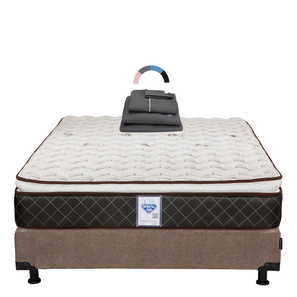 Colchón Spring Air Minesota con Box con Ropa de Cama