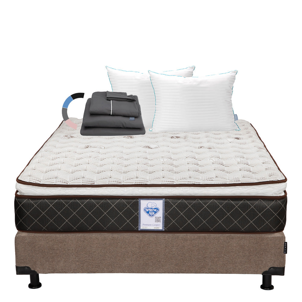 Colchón Spring Air Minesota con Box con Ropa de Cama