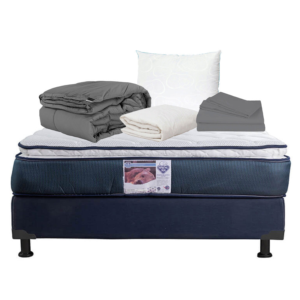 Colchón Spring Air Monaco con Box con Ropa de Cama