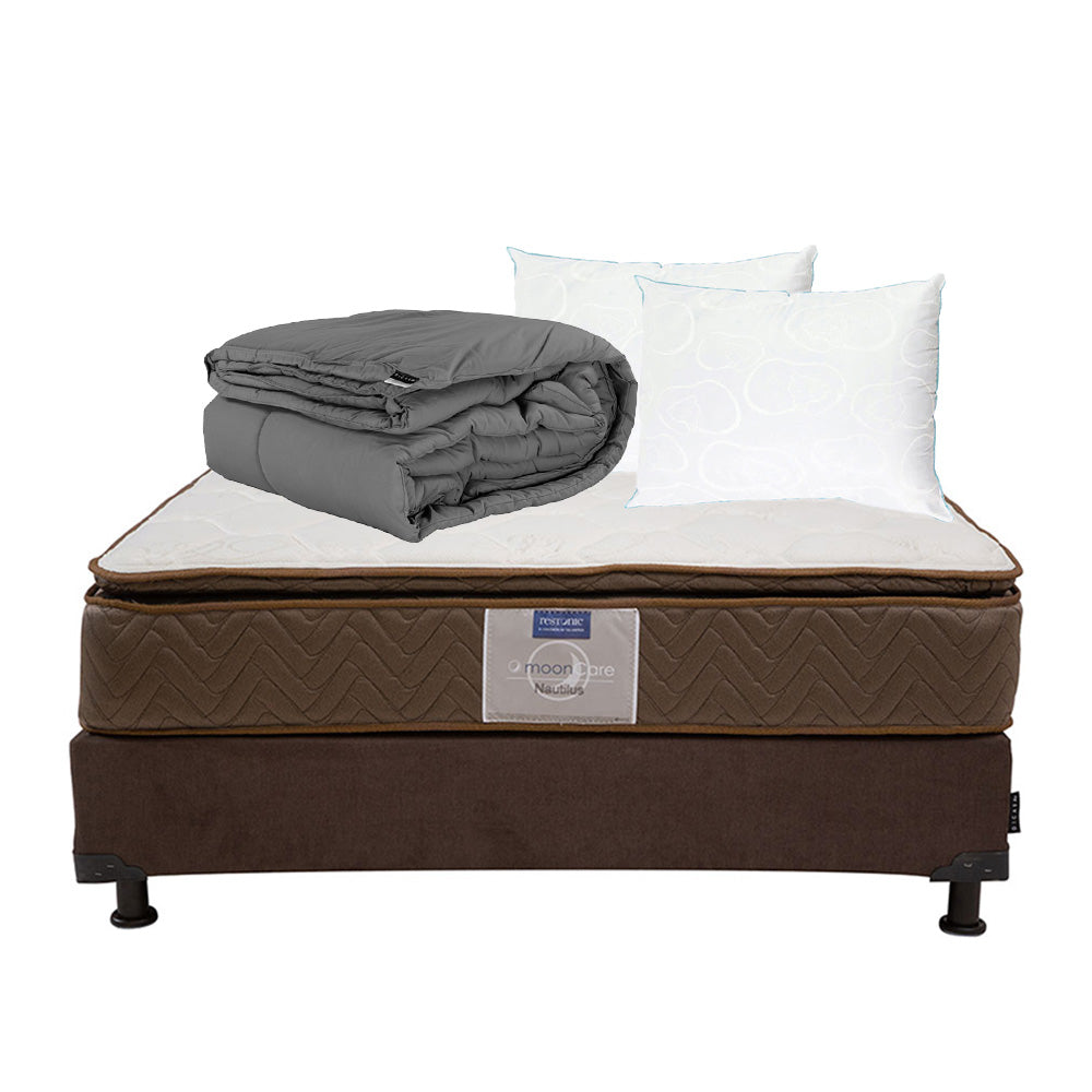 Colchón Restonic Nautilus Con Box Con Ropa de Cama