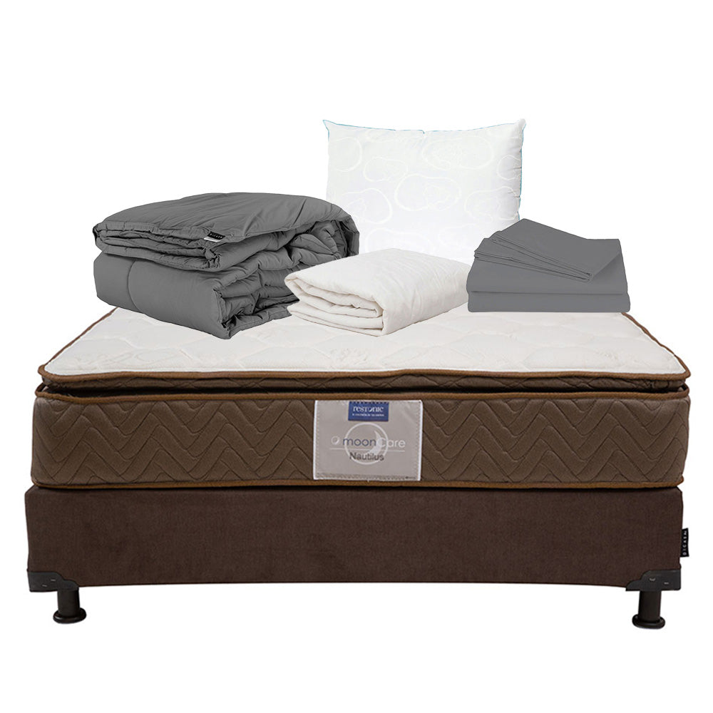 Colchón Restonic Nautilus Con Box Con Ropa de Cama
