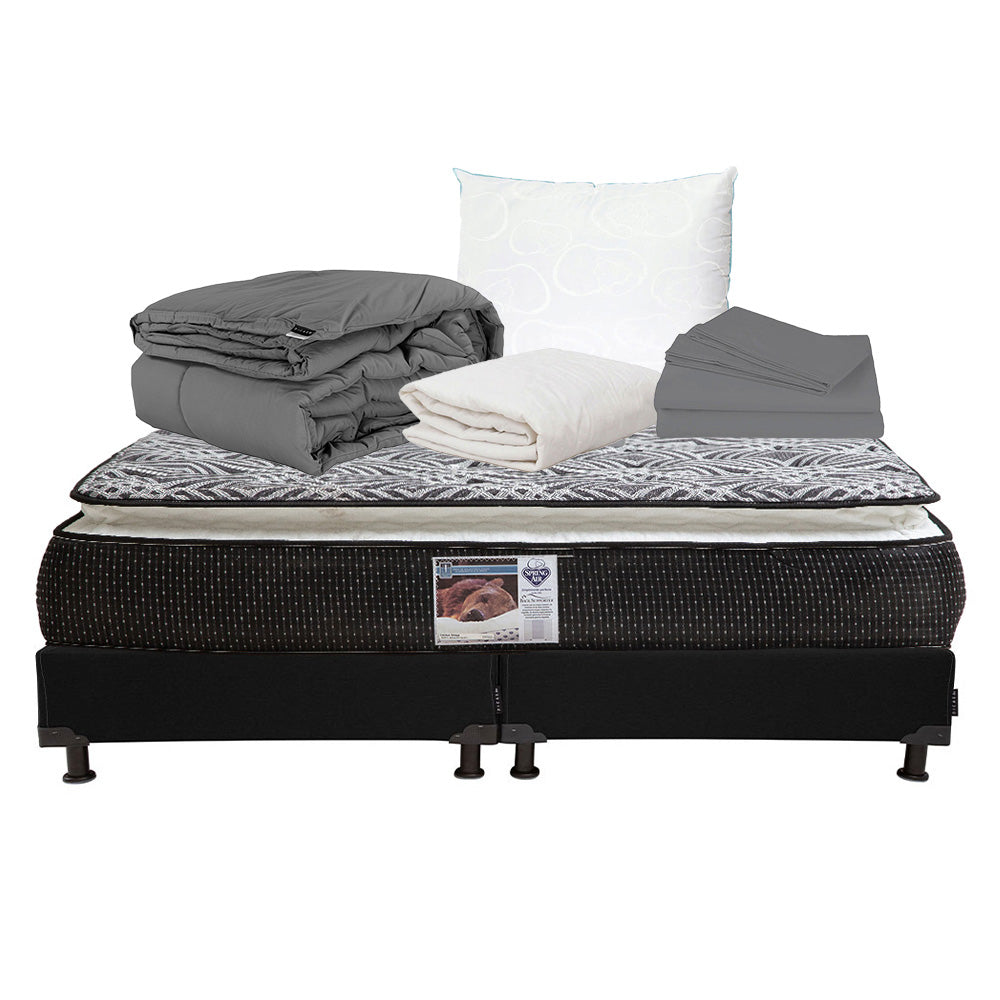 Colchón Spring Air Omega con Box con Ropa de Cama