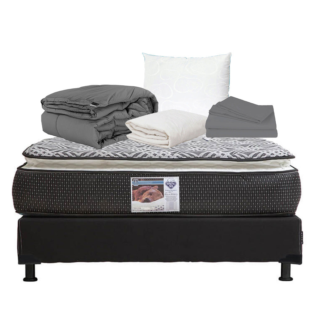 Colchón Spring Air Omega con Box con Ropa de Cama
