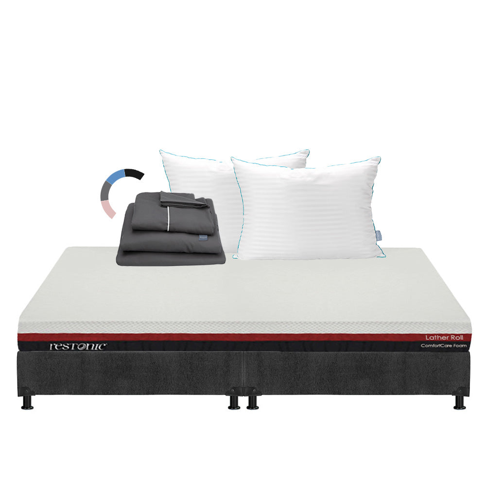 Colchón Restonic Lather con Box con Ropa de Cama