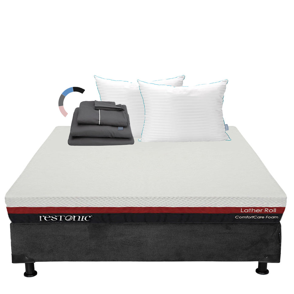 Colchón Restonic Lather con Box con Ropa de Cama