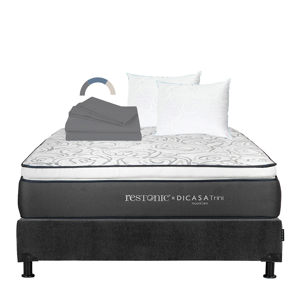 Colchón Restonic Trini Con Box Con Ropa de Cama