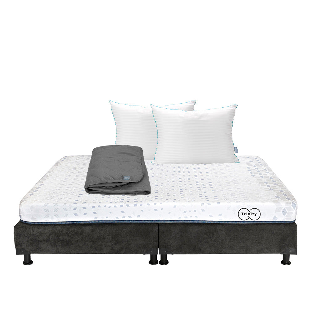 Colchón en Caja Trinity con Box con Ropa de Cama