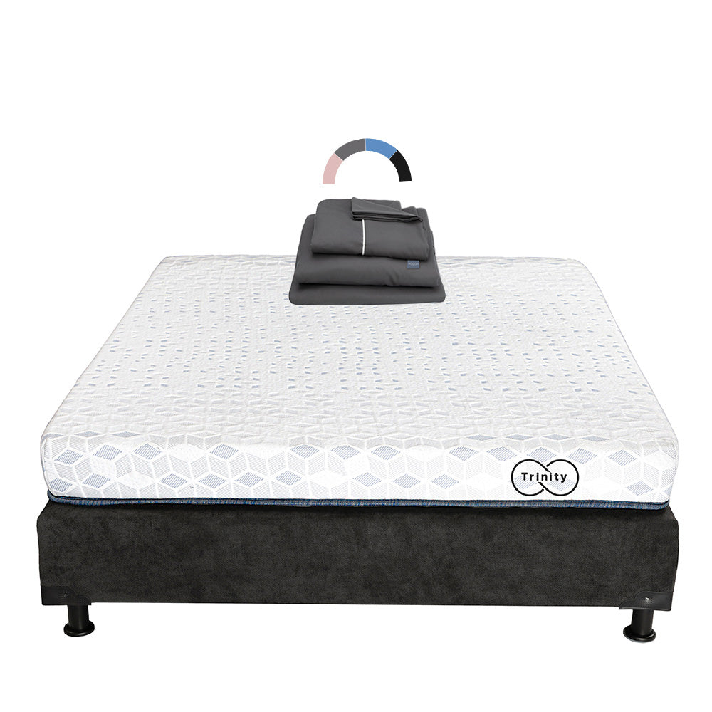 Colchón en Caja Trinity con Box con Ropa de Cama