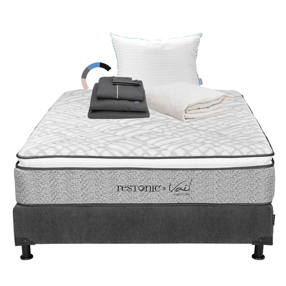 Colchón Restonic Vail con Box con Ropa de Cama