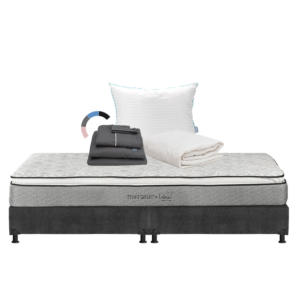 Colchón Restonic Vail con Box con Ropa de Cama