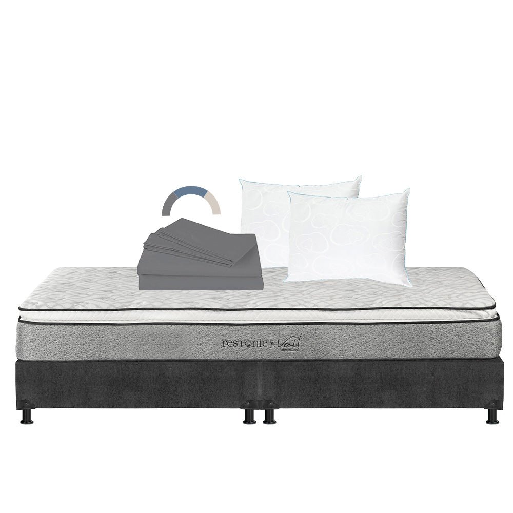 Colchón Restonic Vail con Box con Ropa de Cama