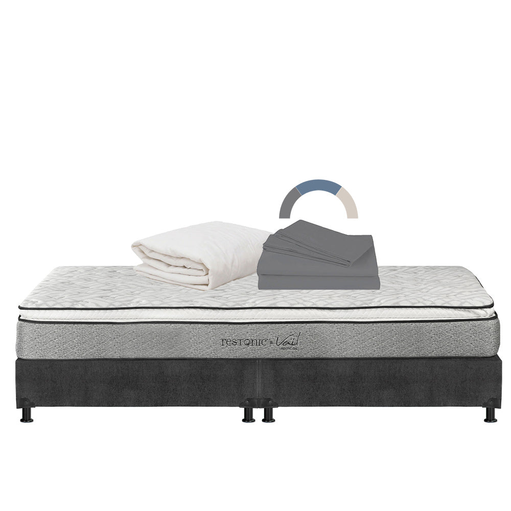 Colchón Restonic Vail con Box con Ropa de Cama
