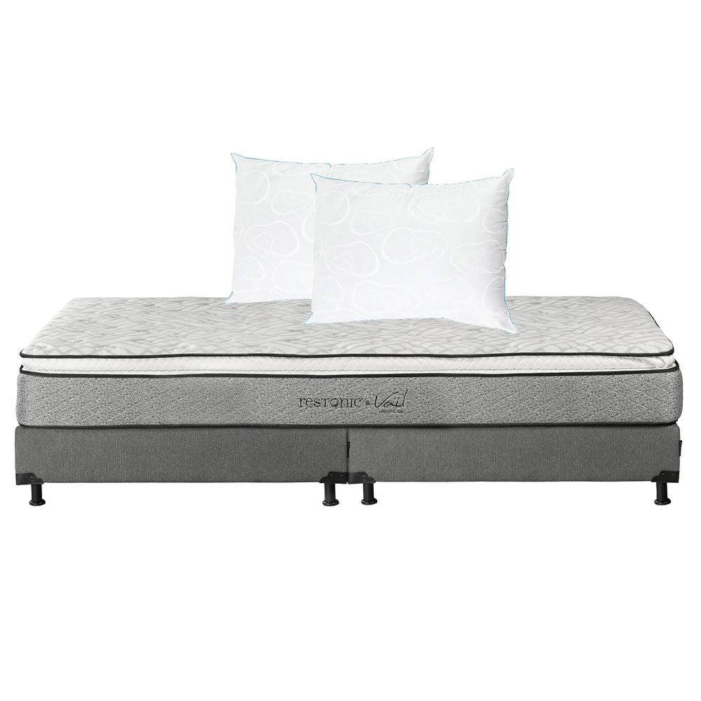 Colchón Restonic Vail con Box con Ropa de Cama