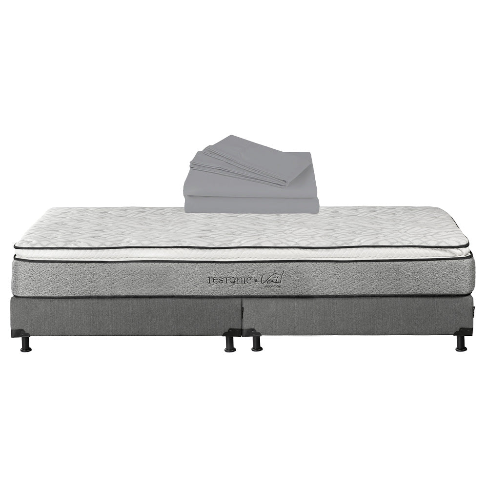 Colchón Restonic Vail con Box con Ropa de Cama