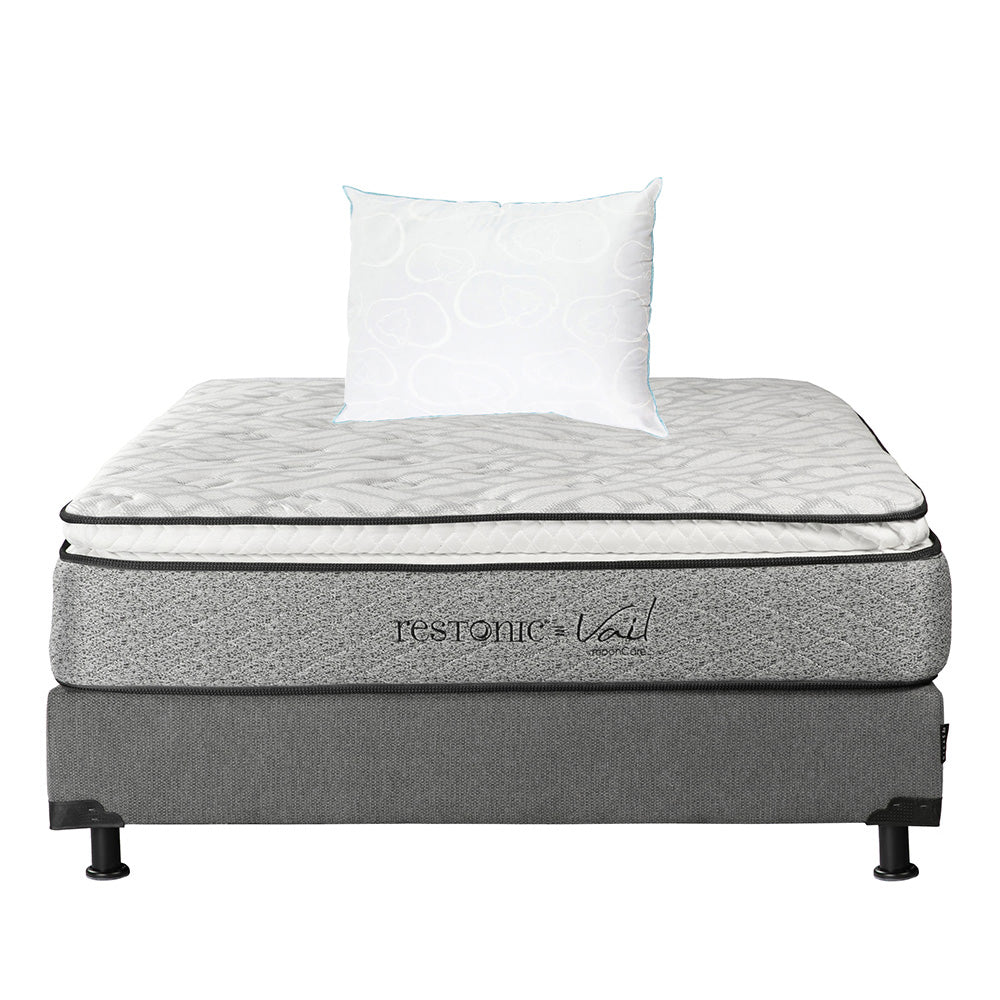 Colchón Restonic Vail con Box con Ropa de Cama