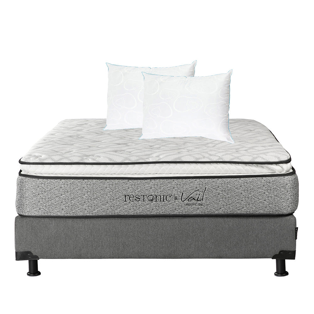 Colchón Restonic Vail con Box con Ropa de Cama