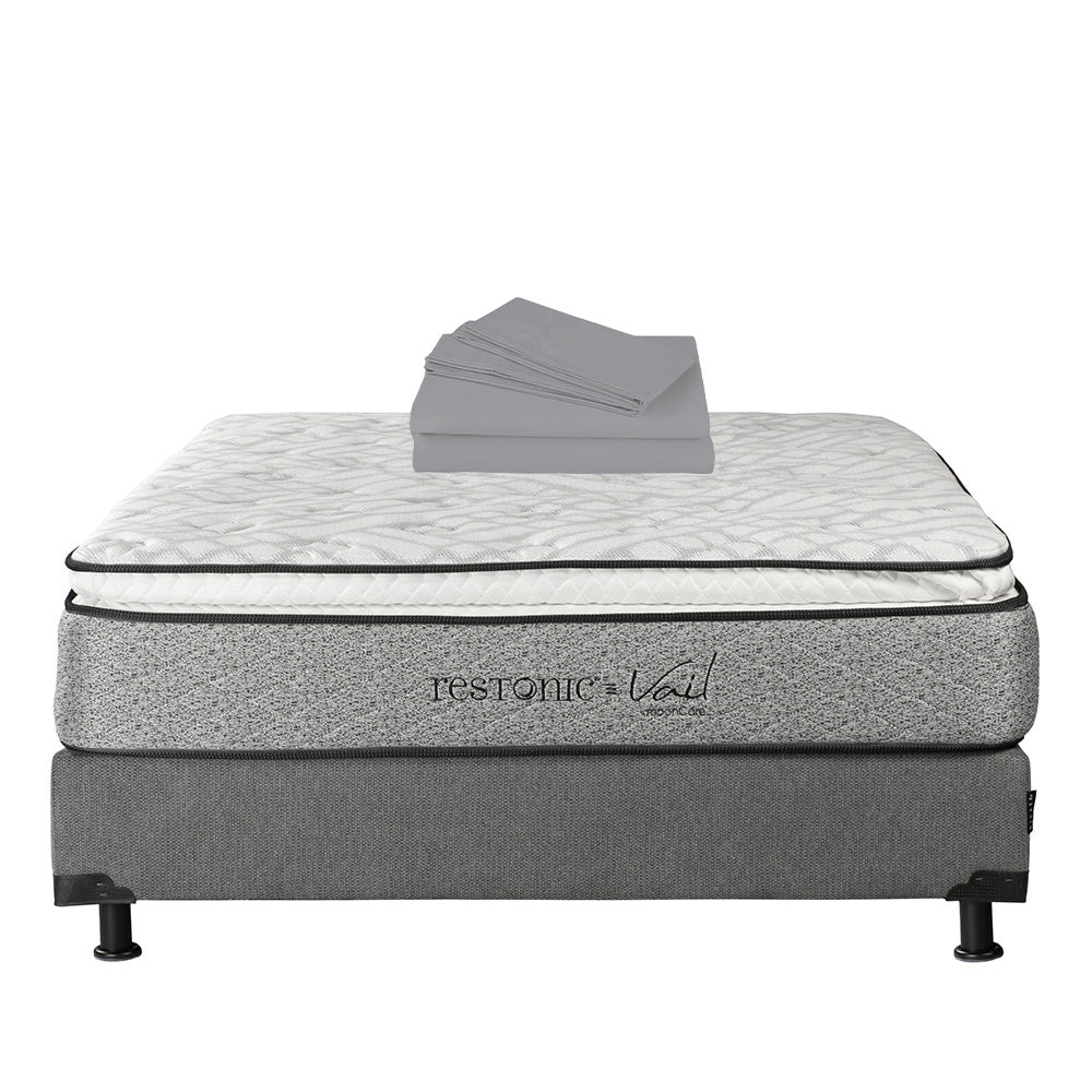 Colchón Restonic Vail con Box con Ropa de Cama