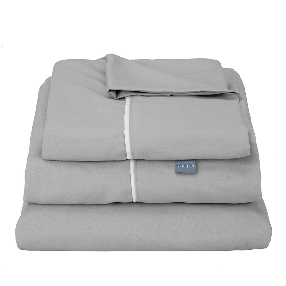 Edredón Rogga Gris Oxford-Gris Perla con Ropa de Cama