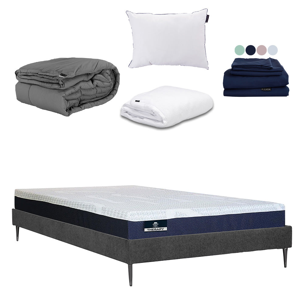 Colchón Spring Air Therapy con Base Slim y Ropa de Cama