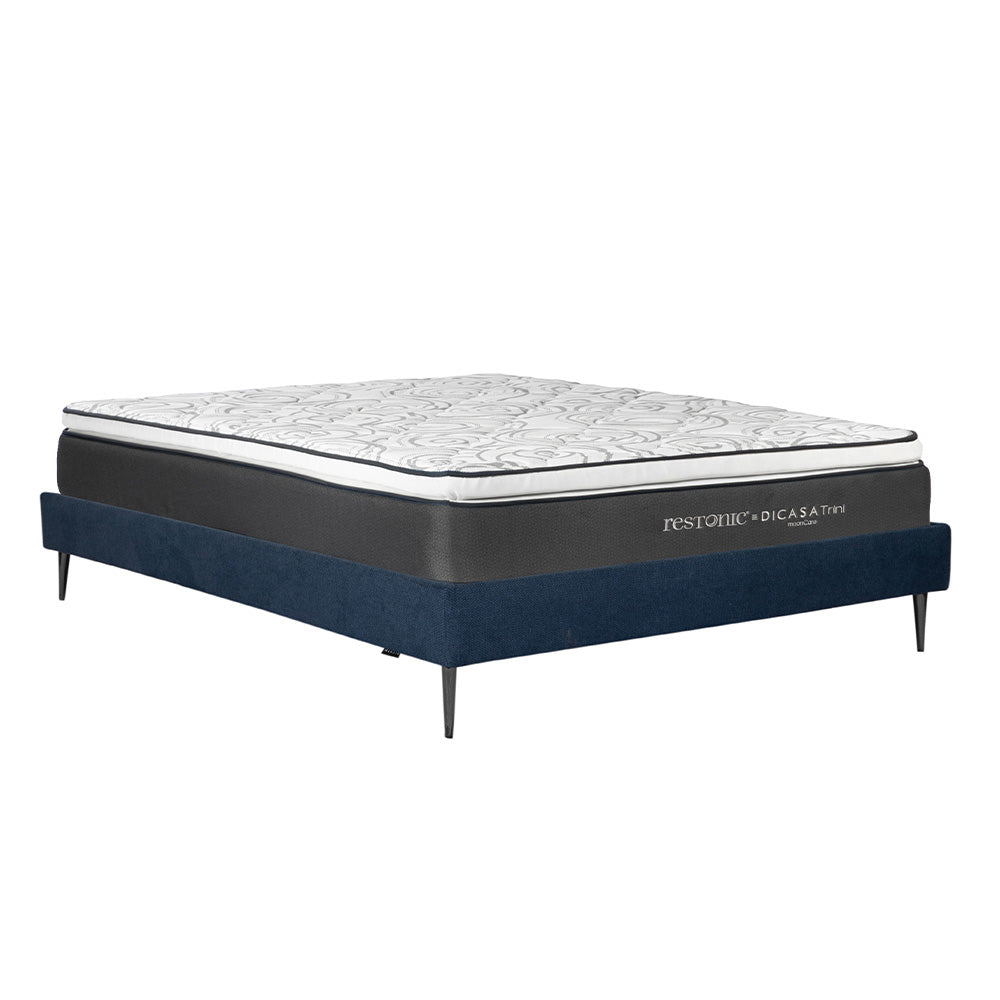 Colchón Restonic Trini con Base Slim y Ropa de Cama
