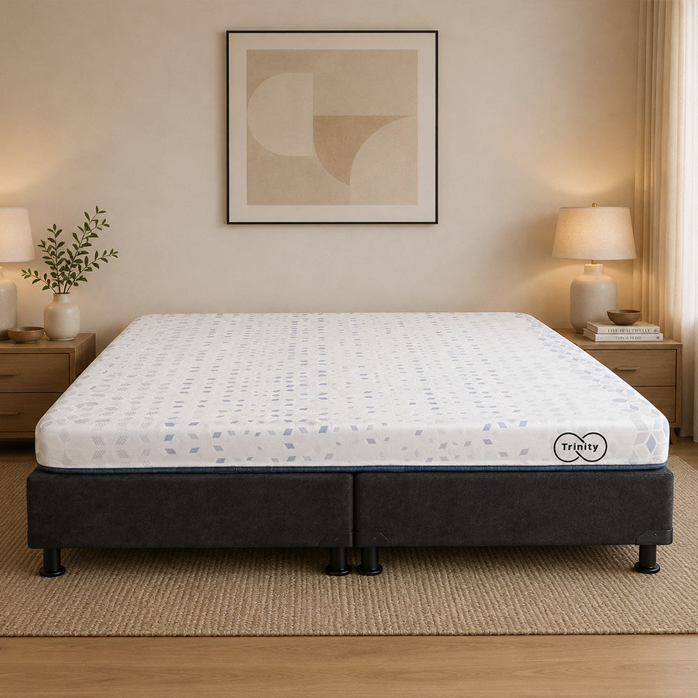 Colchón en Caja Trinity con Box con Ropa de Cama